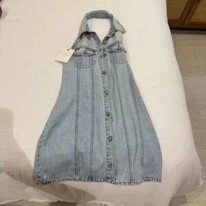 NWT hidden los angeles Halter Denim Button-Up Dress size Small